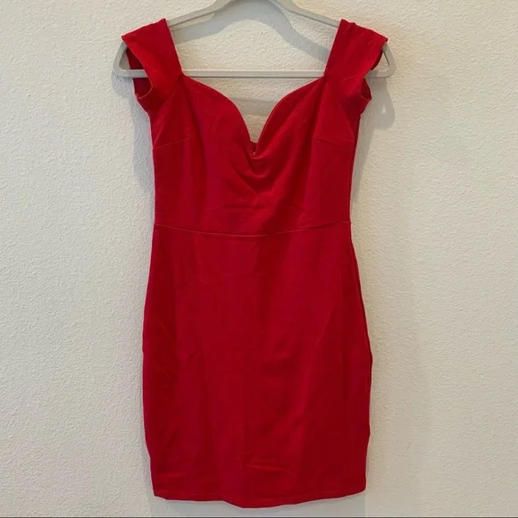 Red Off-the-Shoulder Dress - Picture 3 of 8